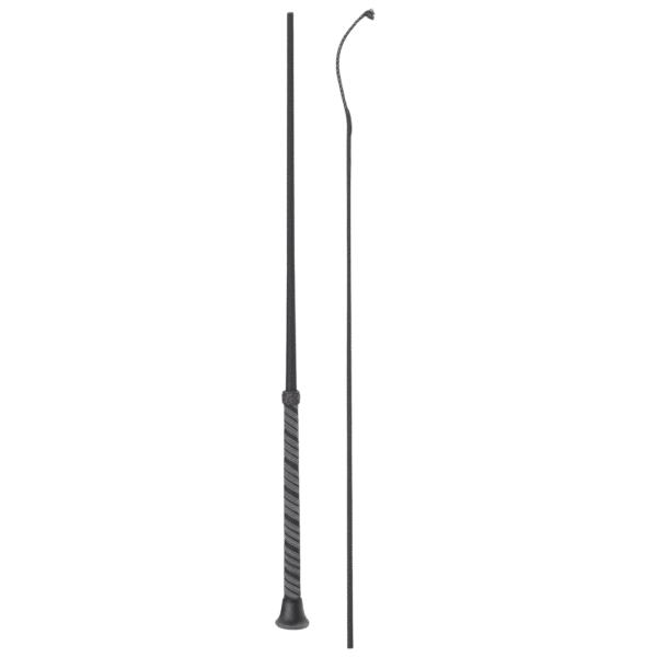 Fleck Dressage Whip with Woven Nylon Cover and Wrap Handle - 110cm, Black