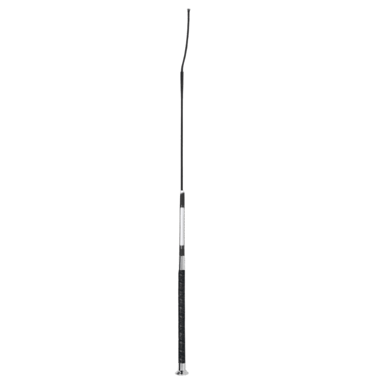 Fleck Dressage Whip - Ultra Soft Grip with Name Badge, Black, 110cm
