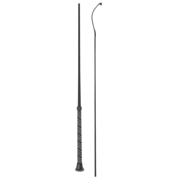 Fleck Dressage Whip with Woven Nylon Cover and Wrap Handle - 110cm, Black